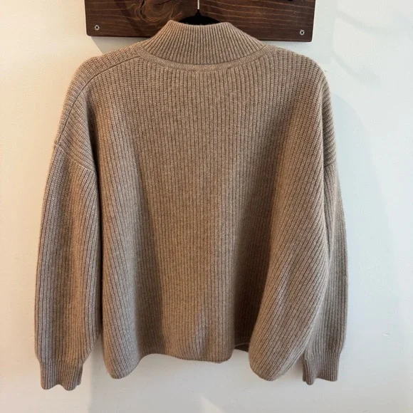 Jenni Kayne 100% Cashmere 1/2 Zip Sweater in Undyed Stone XXL - Picture 6 of 9